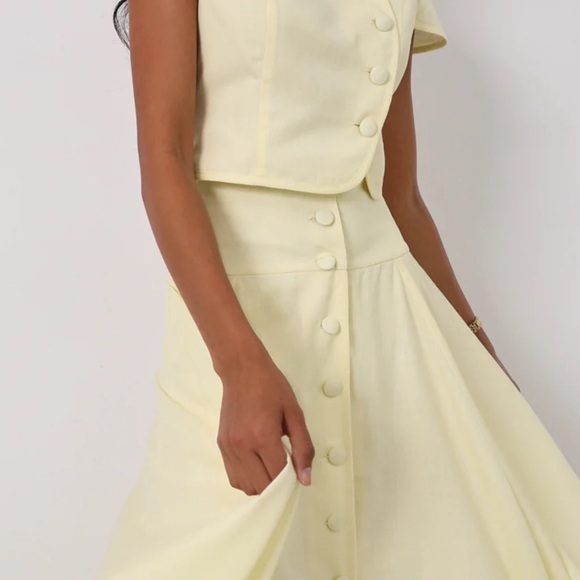 Vita Grace Chic Yellow Button-Up Two-Piece Set - Picture 2 of 3